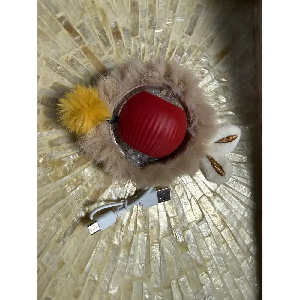 Interactive Smart Cat Toy Ball USB Rechargeable Bunny Cover NIB